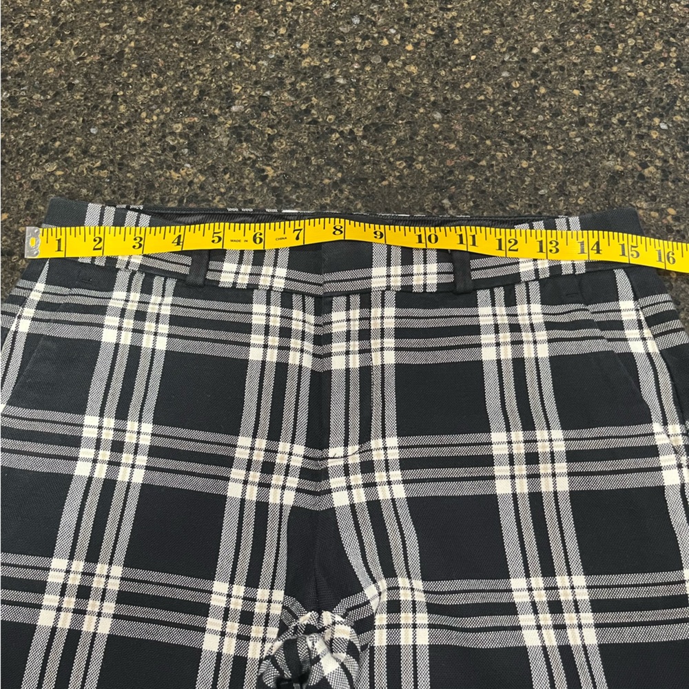 Banana Republic Black White Tan Plaid Women's Capri Cropped Ankle Pants Trousers - Picture 9 of 14